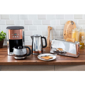 Russell Hobbs Long Slot 2 Slice Luna Toaster with Faster Toasting Technology Stainless Steel with Copper Accents, 24310