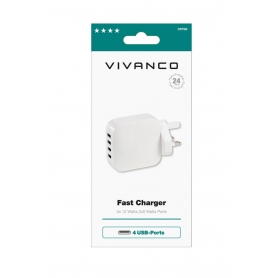 Vivanco 38799 USB Quattro Mains Charger 2.4A, with Smart IC
