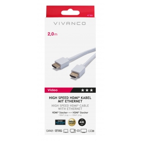 Vivanco 47165 High Speed HDMI® cable with Ethernet, 2m White - 0