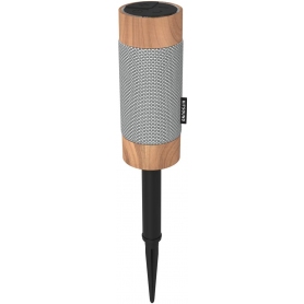 KitSound Diggit Outdoor Freestanding Bluetooth Garden Speaker with Removable Stake, Silver/Wood