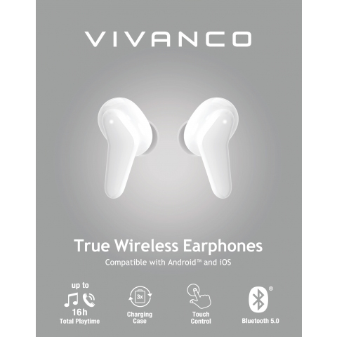Vivanco 60604 BluetoothÂ® Fresh Pair, True Wireless Stereo Headset, White