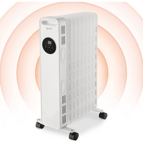 Igenix Digital Oil Filled Radiator, 2kW/2000W Overheat Protection, White