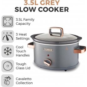 Tower T16042GRY Cavaletto 3.5 Litre Slow Cooker - 8