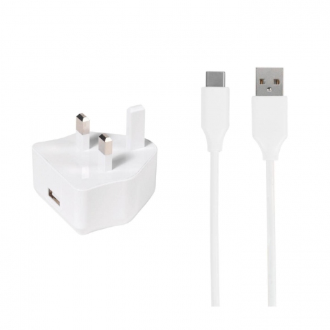Vivanco 61795 Charger set 2.4A, incl. separate USB Type-Câ„¢ cable white 1.2m
