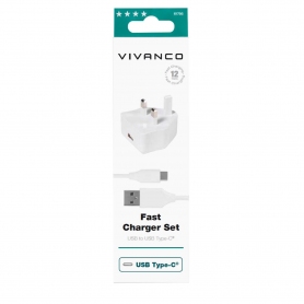 Vivanco 61795 Charger set 2.4A, incl. separate USB Type-C™ cable white 1.2m