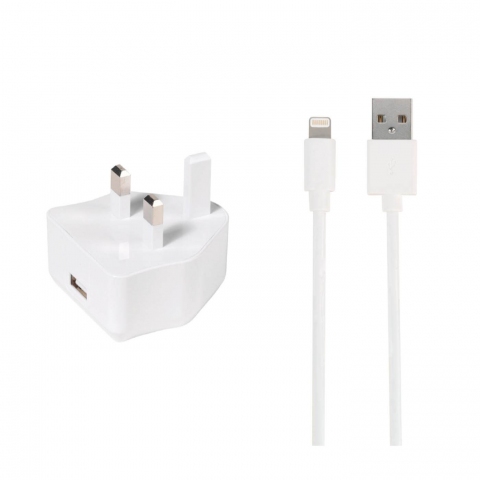 Vivanco 61796 USB Charger kit 2.4A for Apple iPhone and iPad, white, 1.2m