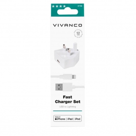 Vivanco 61796 USB Charger kit 2.4A for Apple iPhone and iPad, white, 1.2m