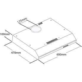 SIA STH60WH 60cm White Slimline Visor Cooker Hood Kitchen Extractor Fan