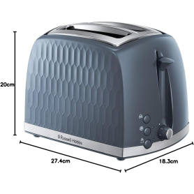 Russell Hobbs 26063 Honeycomb 2 Slice Grey Plastic Toaster