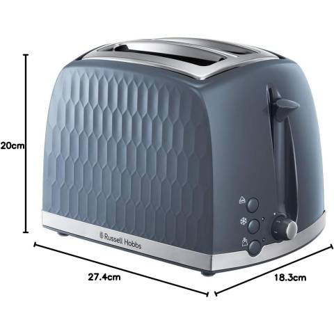 Russell Hobbs 26063 Honeycomb 2 Slice Grey Plastic Toaster