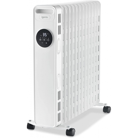 Igenix IG2626  Digital Oil Filled Radiator, 2.5kW/2500W, Overheat Protection, White