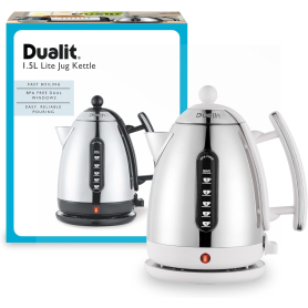 Dualit JKT4 Lite Kettle - 1.5L Jug Kettle - Polished with Gloss White - 7