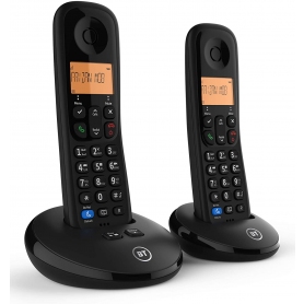 BT Everyday Cordless Home Phone with Basic Call Blocking and Answering Machine, Twin Handset Pack, Black