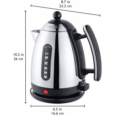 Dualit Lite Kettle - 1.5L Jug Kettle - Polished with Black Trim