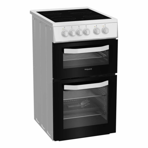Hotpoint HTE5VCW Ceramic Electric Cooker with Separate Grill in White