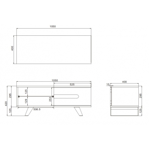 TTAP Miami 1050 TV Stand in Walnut and Black