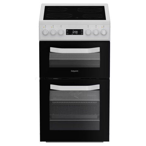 Hotpoint HDE5VDCW 50cm Wide Double Oven Electric Cooker