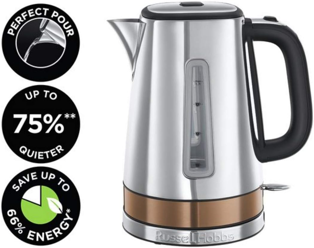 Russell Hobbs Luna Stainless Steel & Copper 1.7L Cordless Electric Kettle 24280 thumbnail image