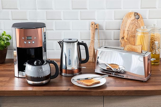 Russell Hobbs Long Slot 2 Slice Luna Toaster with Faster Toasting Technology Stainless Steel with Copper Accents, 24310 thumbnail image