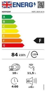 Hotpoint HSFE1B19 White Slimline 10 Place Freestanding Dishwasher thumbnail image