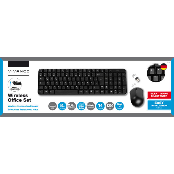 Vivanco 48020 USB WIRELESS KEYBOARD WITH MOUSE SET thumbnail image