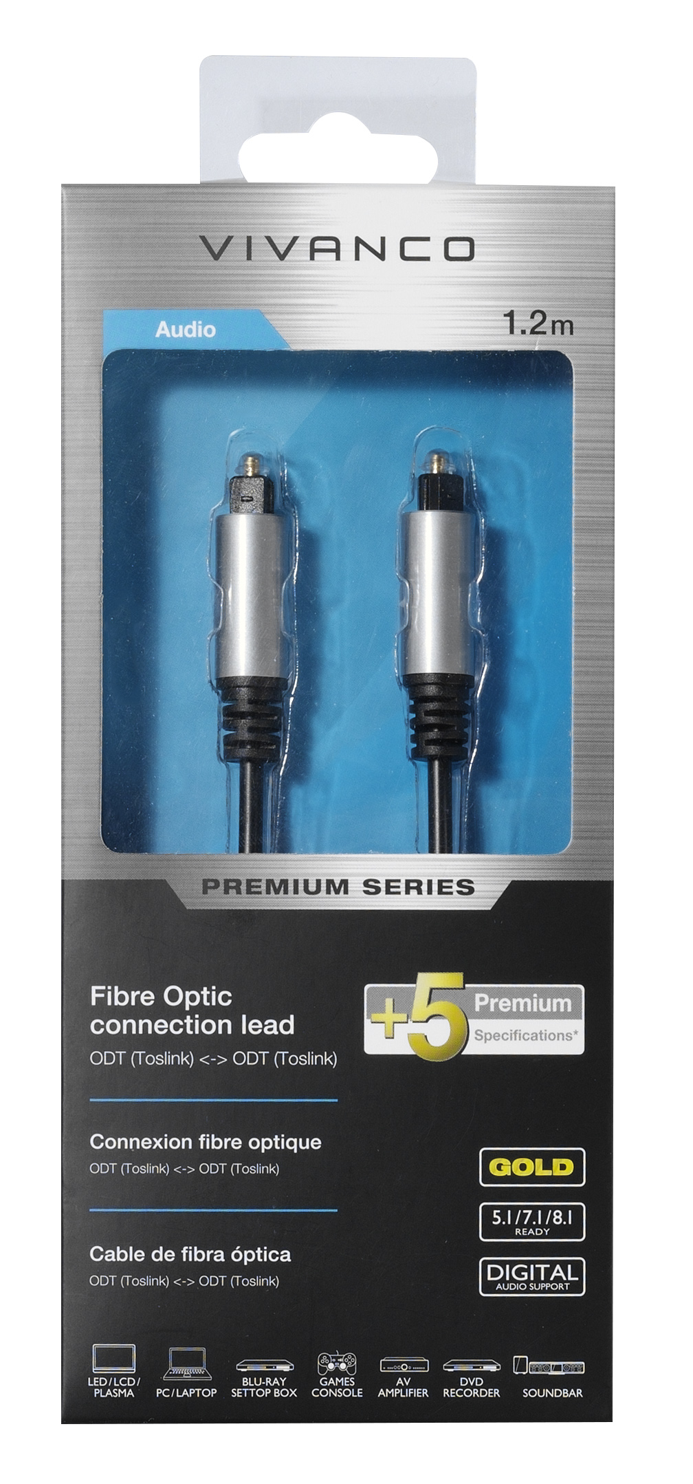 Vivanco 41826 Premium Fibre Optic connection lead, 1,2m thumbnail image