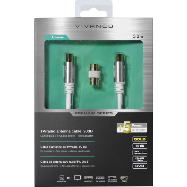 HQ TV/radio antenna cable, 90dB, 3m thumbnail image