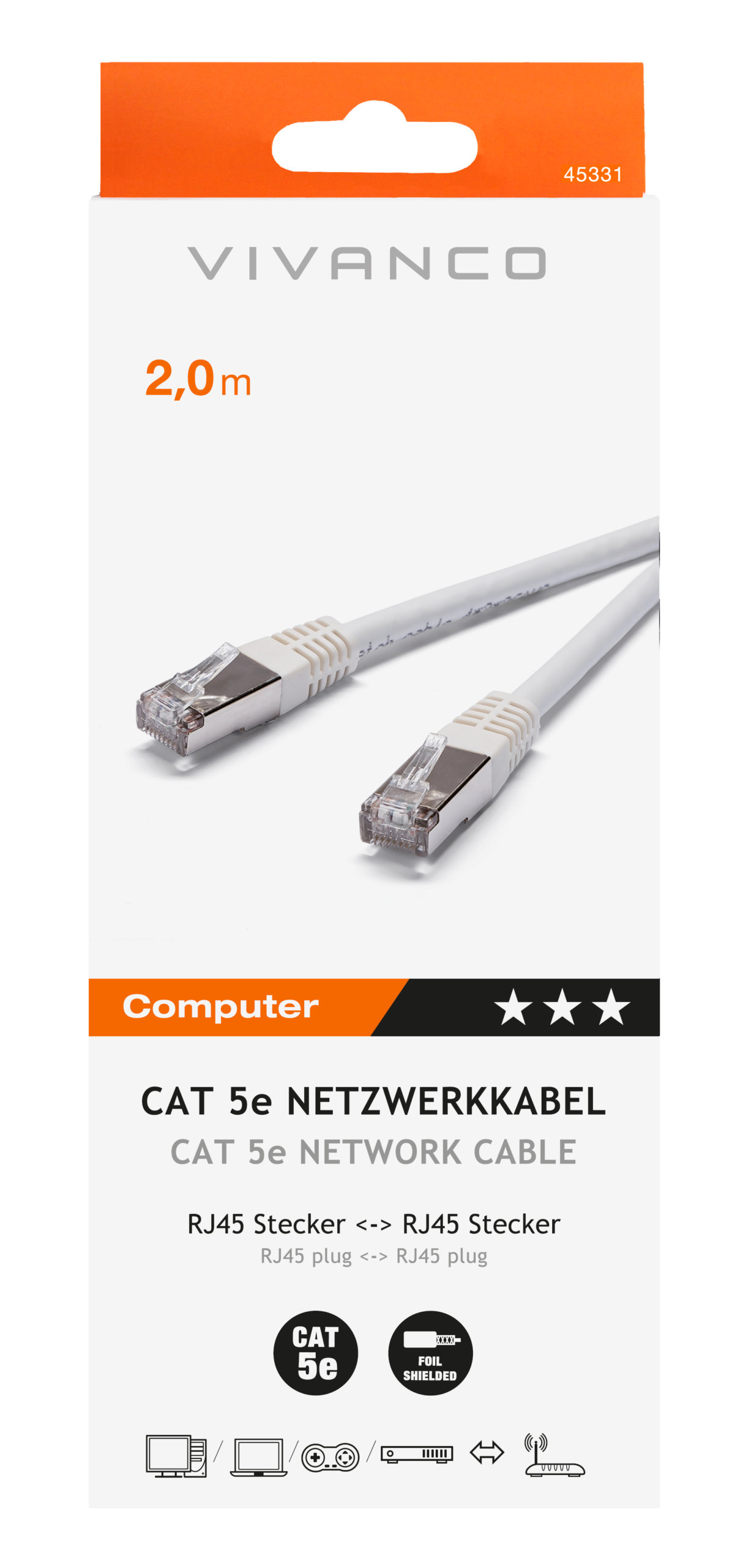 Vivanco 45331 CAT 5e network cable, 2m thumbnail image