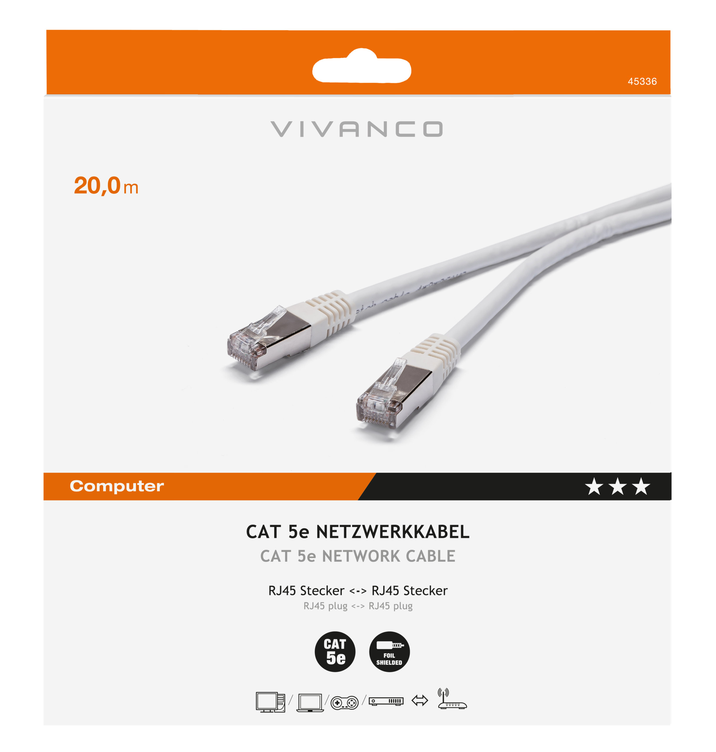 Vivanco 45336 CAT 5e network cable, 20m thumbnail image