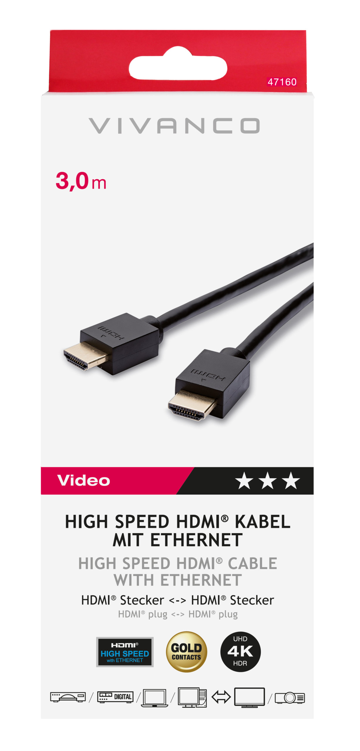 High Speed HDMIÂ® cable with Ethernet, 3m thumbnail image