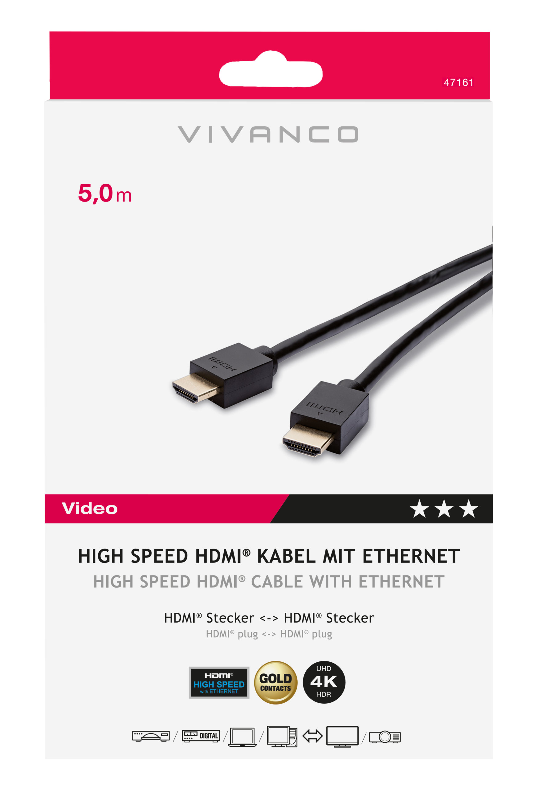 High Speed HDMIÂ® cable with Ethernet, 5m thumbnail image