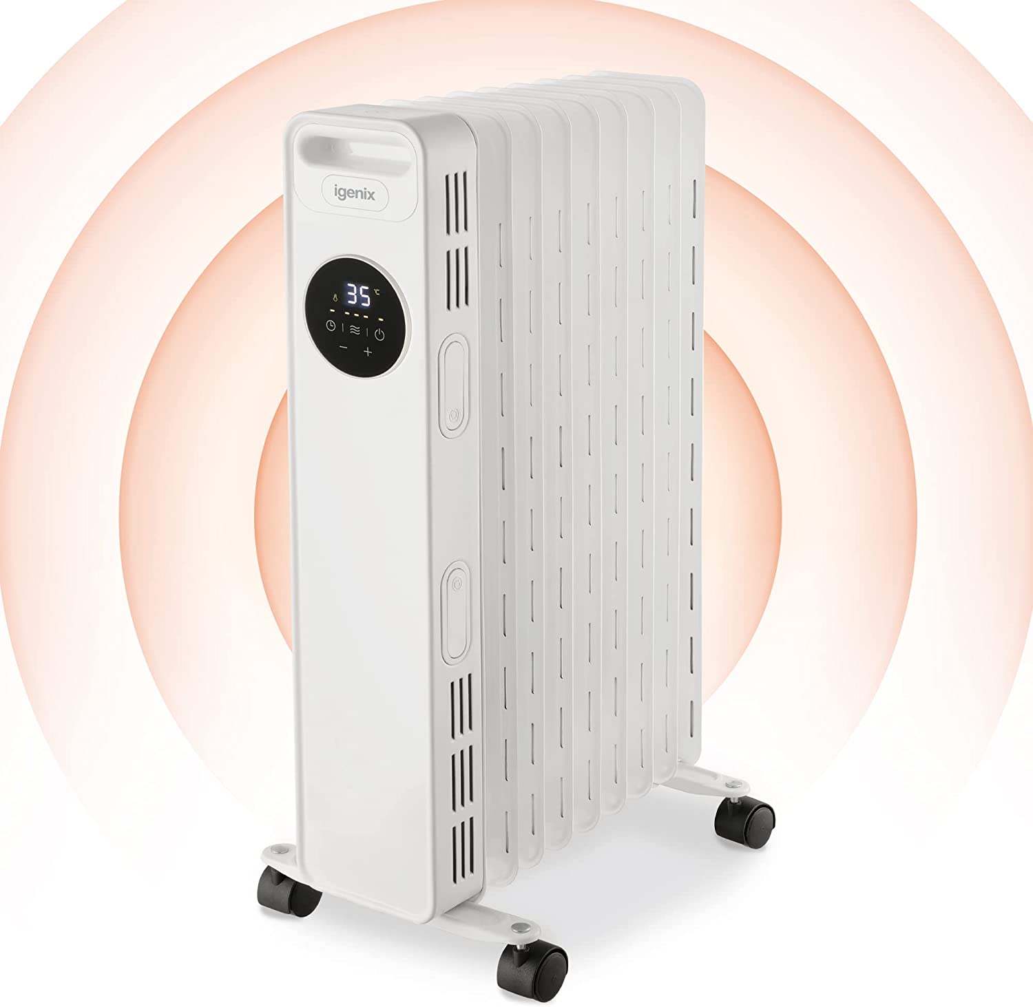 Igenix Digital Oil Filled Radiator, 2kW/2000W Overheat Protection, White thumbnail image