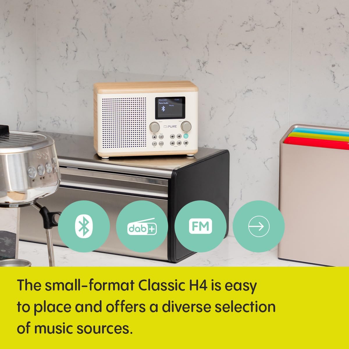 Pure Classic H4W/O Digital Kitchen Radio White/Oak thumbnail image