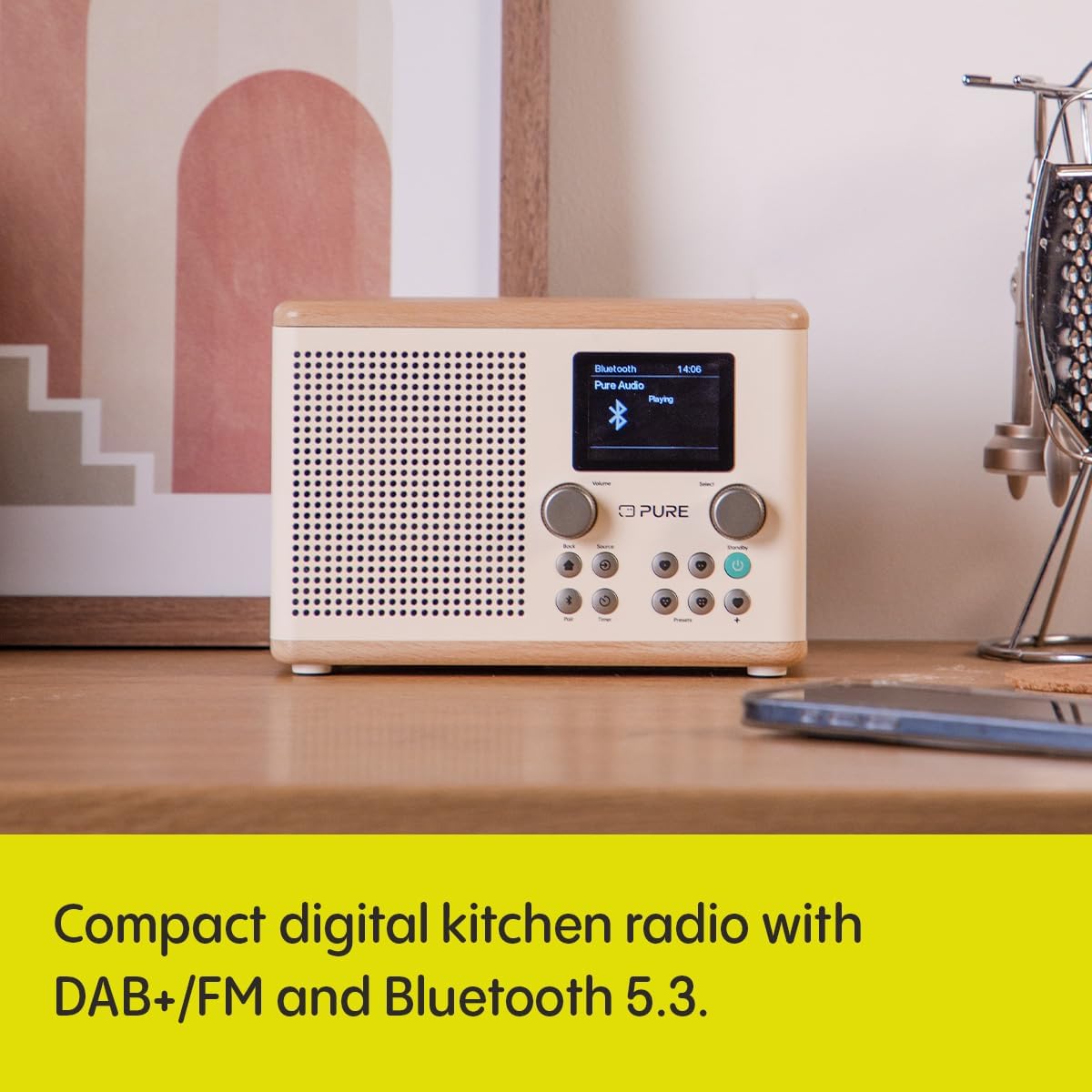 Pure Classic H4W/O Digital Kitchen Radio White/Oak thumbnail image