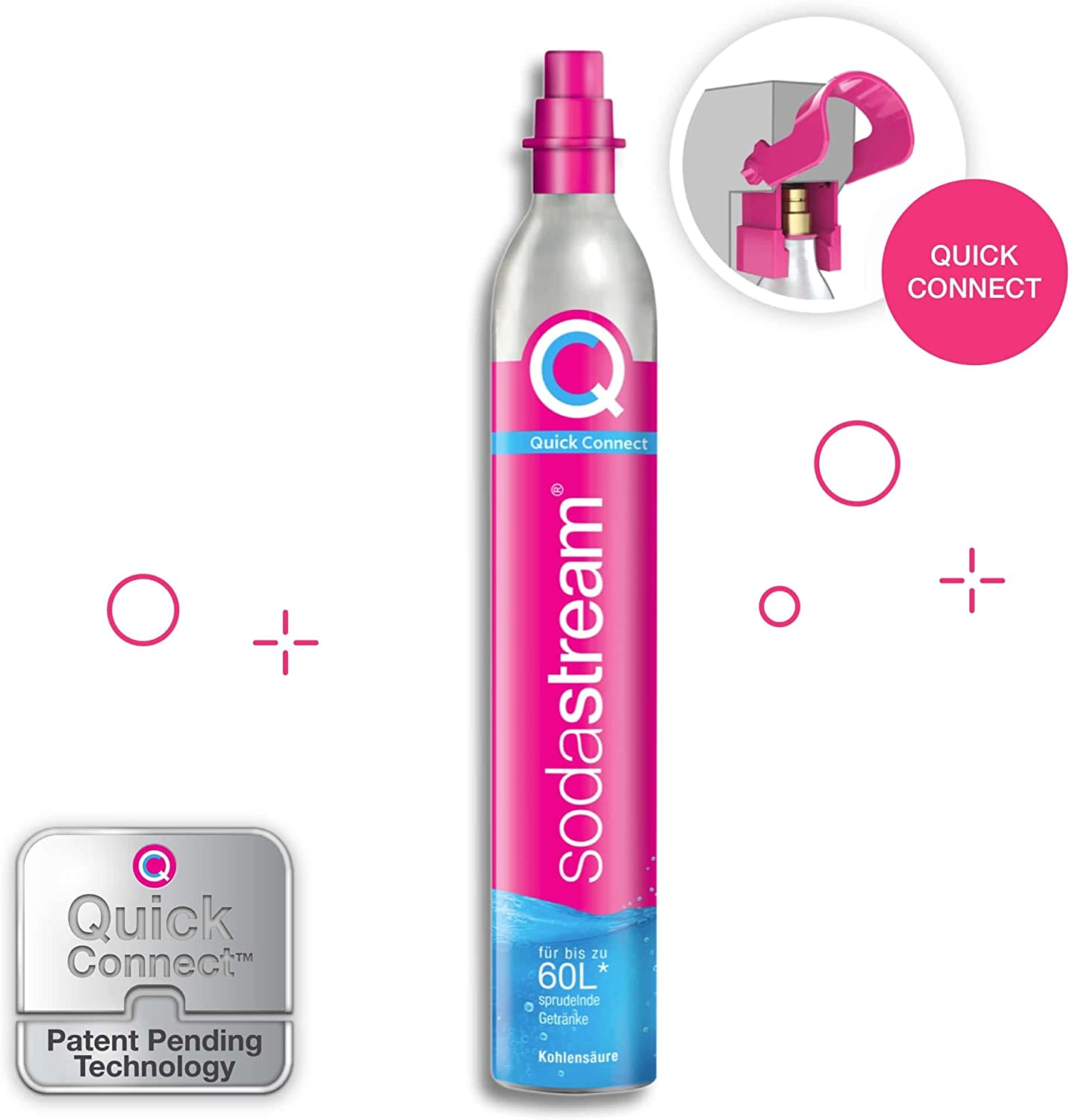 SodaStream 60 Litre Spare Gas Cylinder for Sparkling Water Maker, CO2 Cylinder for Making Fizzy Carbonated Water at Home, (Quick Connect, Pink Gas) thumbnail image