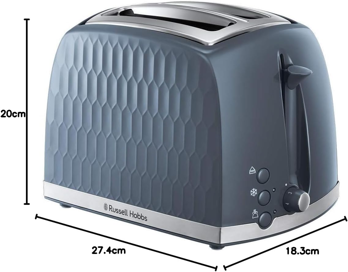 Russell Hobbs 26063 Honeycomb 2 Slice Grey Plastic Toaster thumbnail image