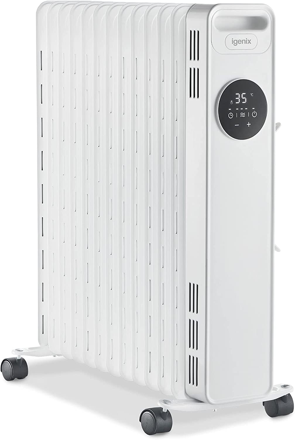 Igenix Digital Oil Filled Radiator, 2kW/2000W Overheat Protection, White thumbnail image