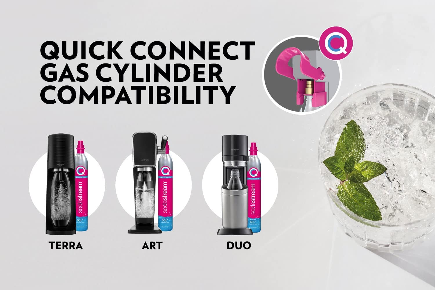 SodaStream 60 Litre Spare Gas Cylinder for Sparkling Water Maker, CO2 Cylinder for Making Fizzy Carbonated Water at Home, (Quick Connect, Pink Gas) thumbnail image