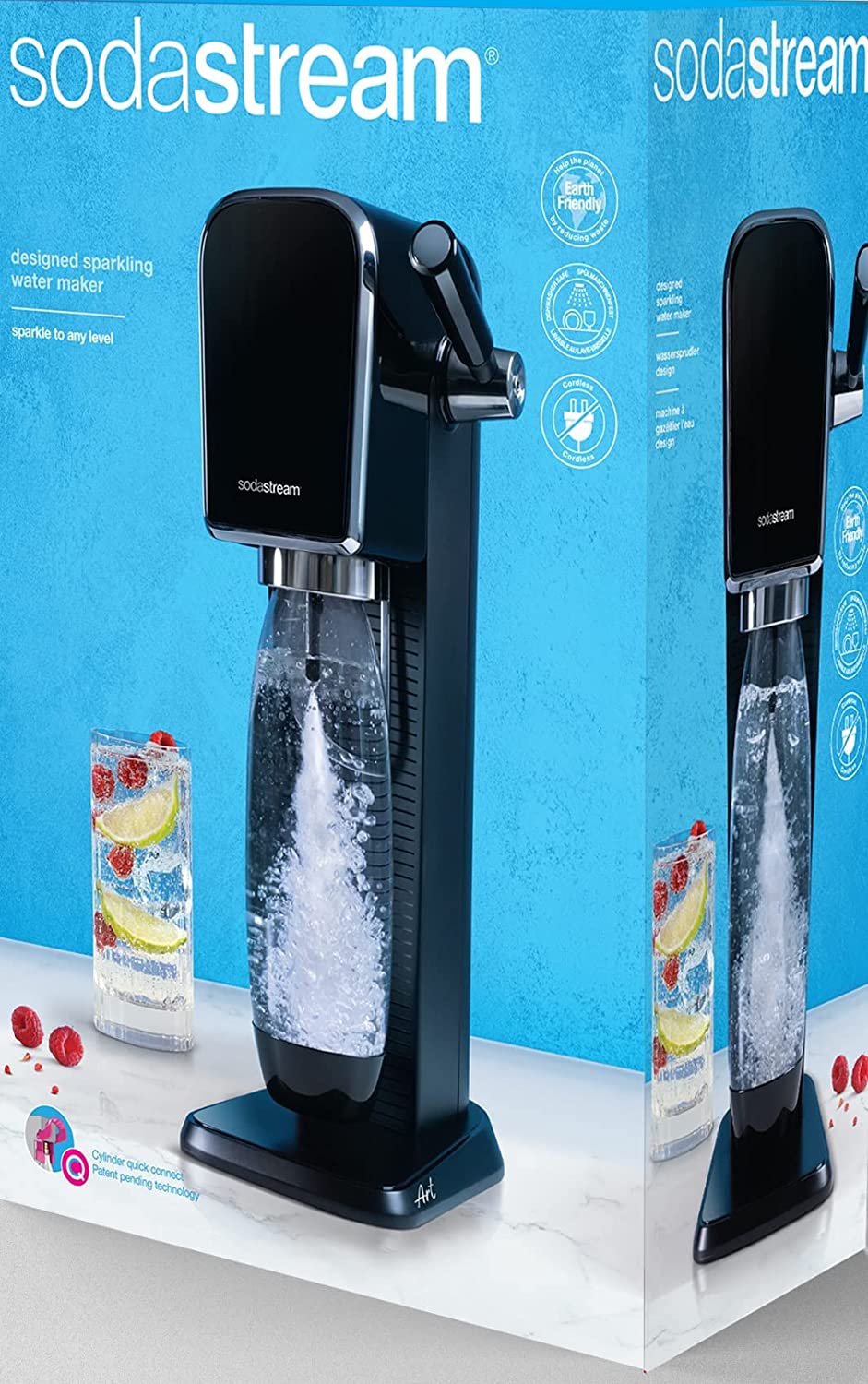 SodaStream Art Sparkling Water Maker Machine, with 1 Litre Reusable BPA-Free Water Bottle for Carbonating & 60 Litre Quick Connect CO2 Gas Cylinder, Retro Design â€“ Black thumbnail image