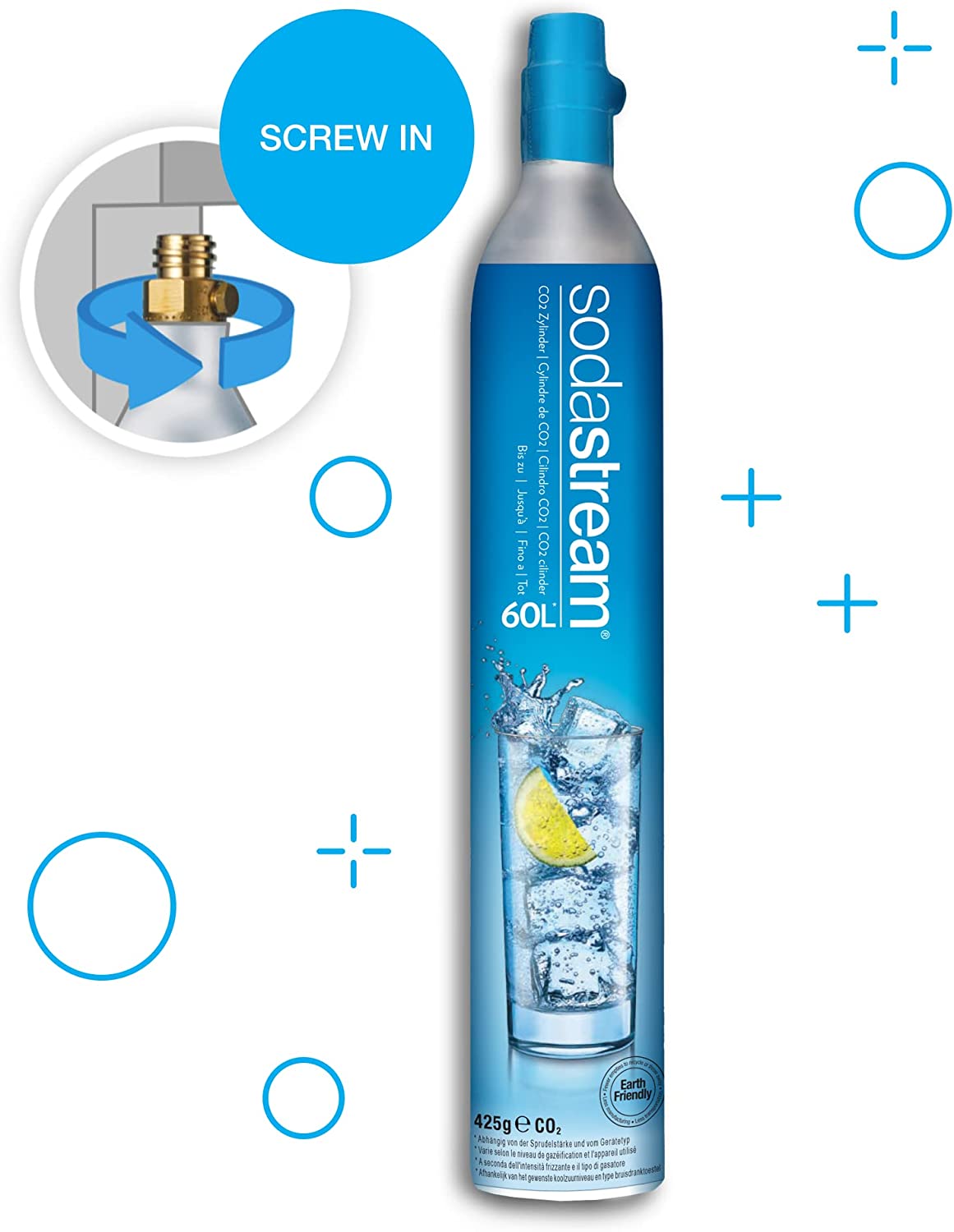 SodaStream 60 Litre Spare Gas Cylinder for Sparkling Water Maker, CO2 Cylinder for Making Fizzy Carbonated Water at Home, (Screw In, Blue Gas) thumbnail image