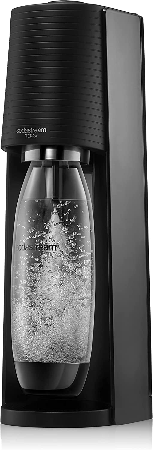 SodaStream Terra Sparkling Water Maker Machine, with 1 Litre Reusable BPA-Free Water Bottle for Carbonating & 60 Litre Quick Connect CO2 Gas Cylinder â€“ Black thumbnail image