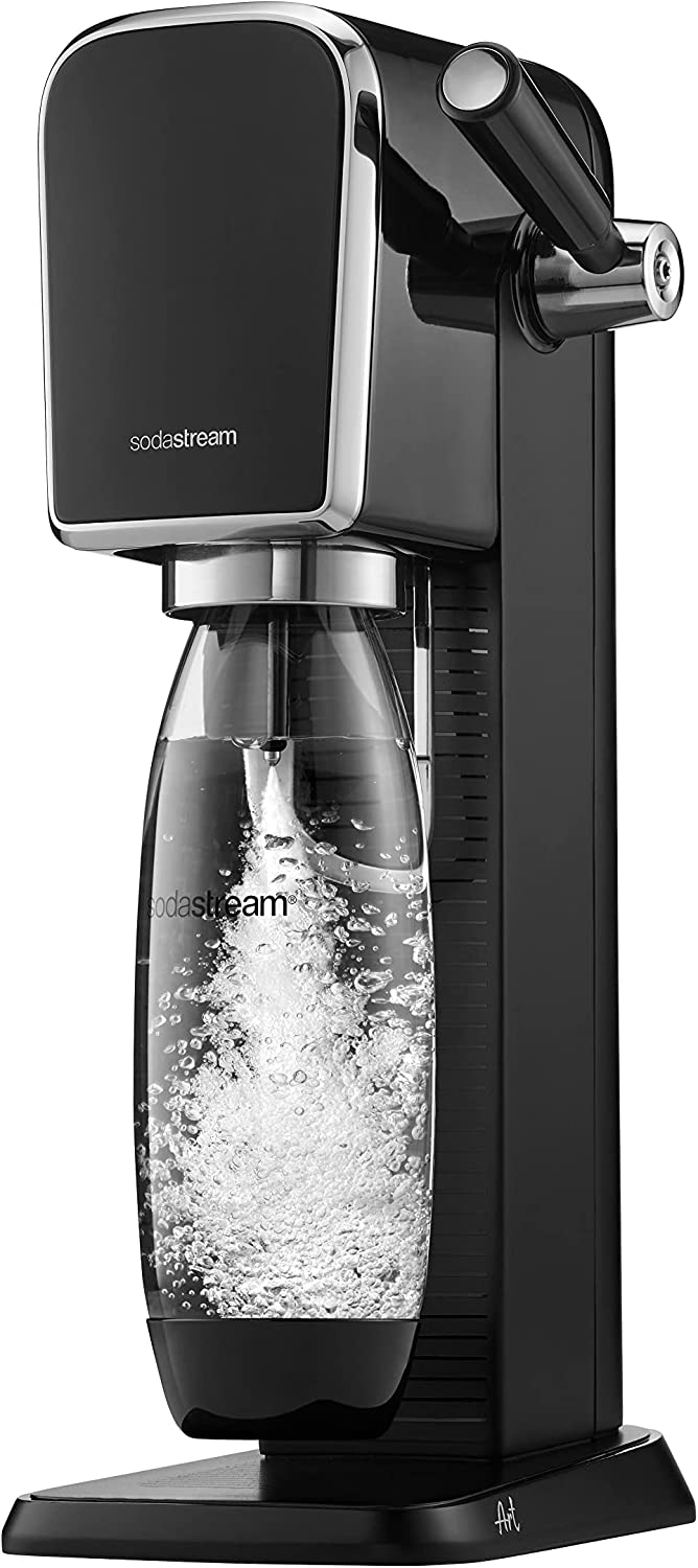 SodaStream Art Sparkling Water Maker Machine, with 1 Litre Reusable BPA-Free Water Bottle for Carbonating & 60 Litre Quick Connect CO2 Gas Cylinder, Retro Design â€“ Black thumbnail image