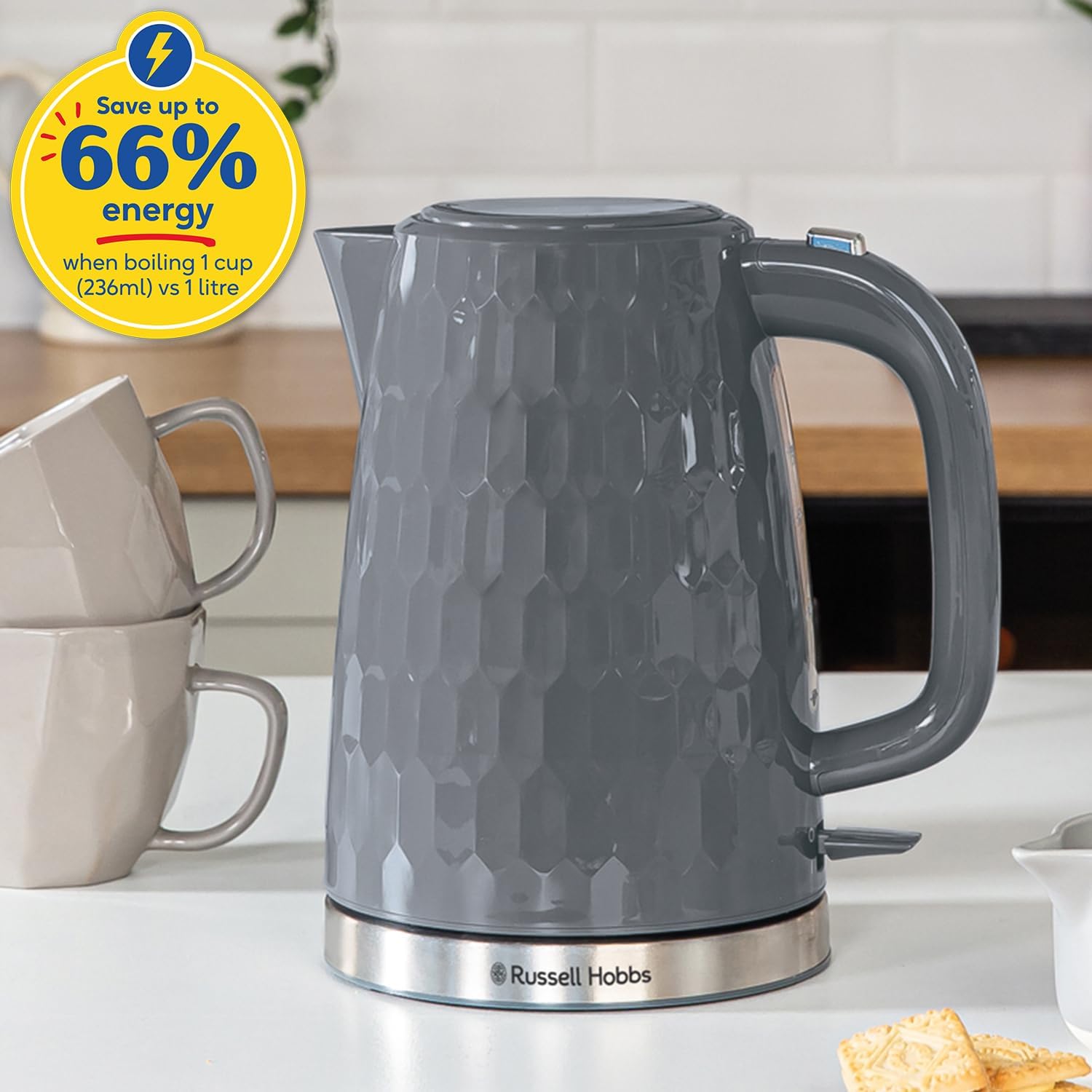 Russell Hobbs 26053 Honeycomb Grey Plastic Kettle thumbnail image
