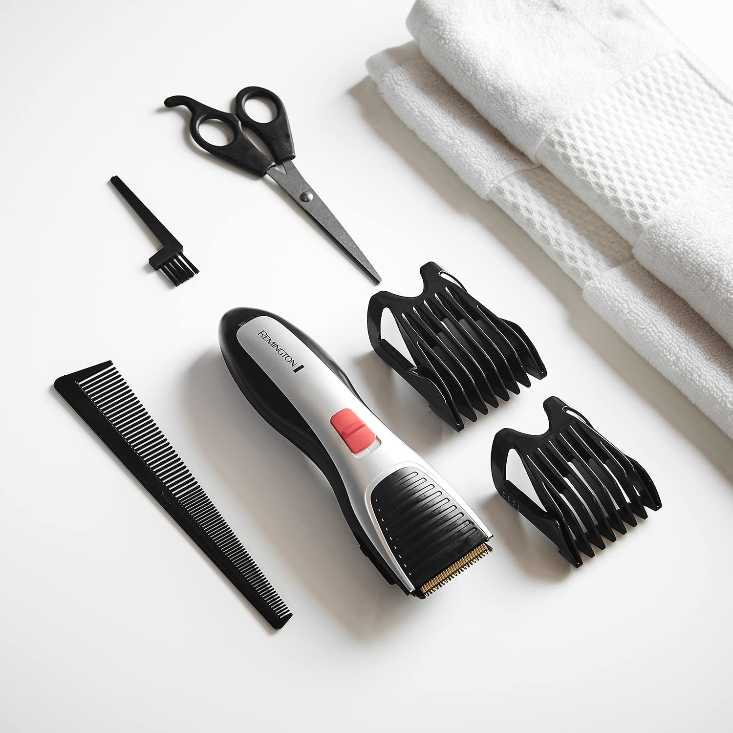 Remington HC340 Titanium Hair Clippers, Cordless Clipper for Men Includes Scissors, Barber Comb and Travel Case,Grey/Black thumbnail image