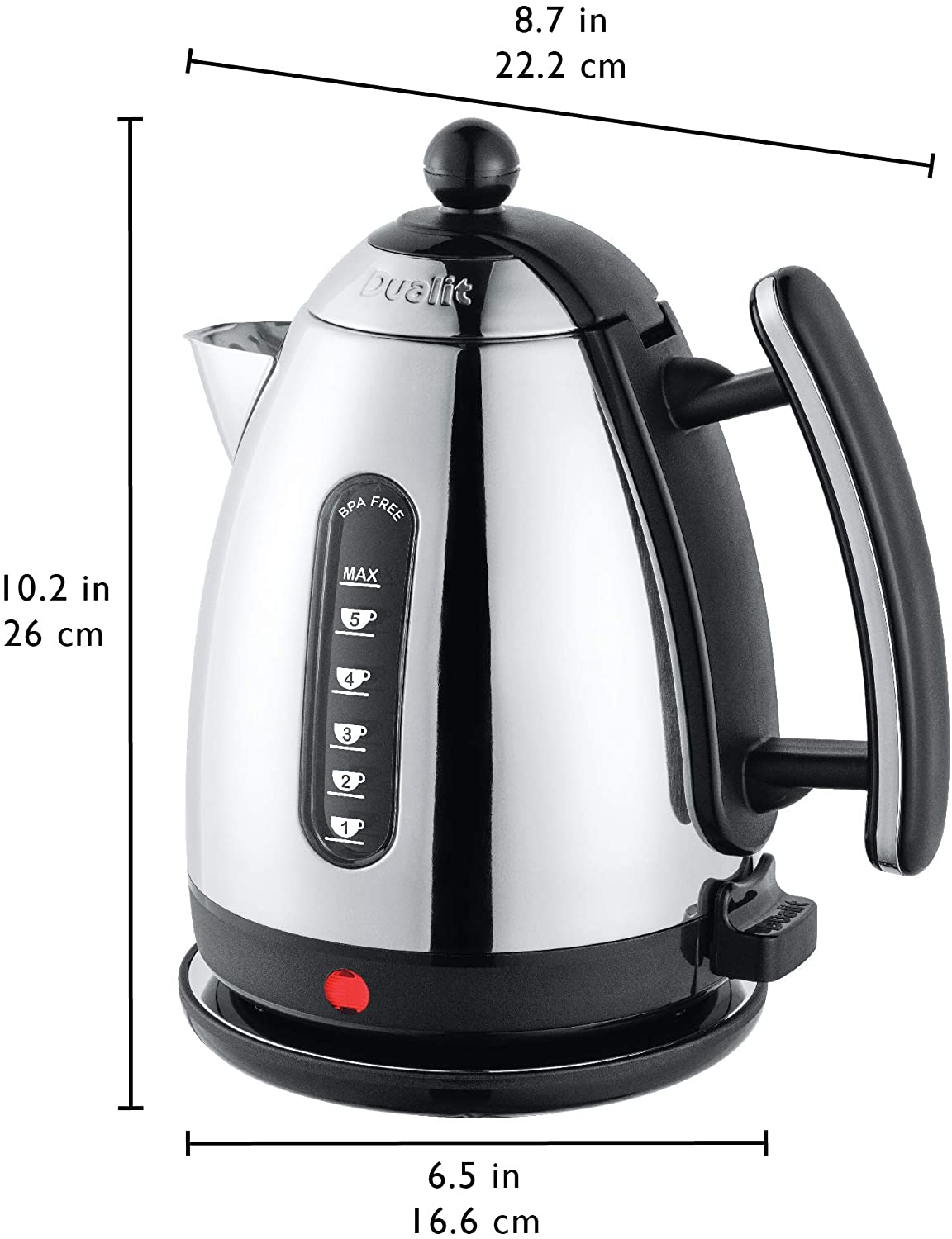 Dualit Lite Kettle - 1.5L Jug Kettle - Polished with Black Trim thumbnail image