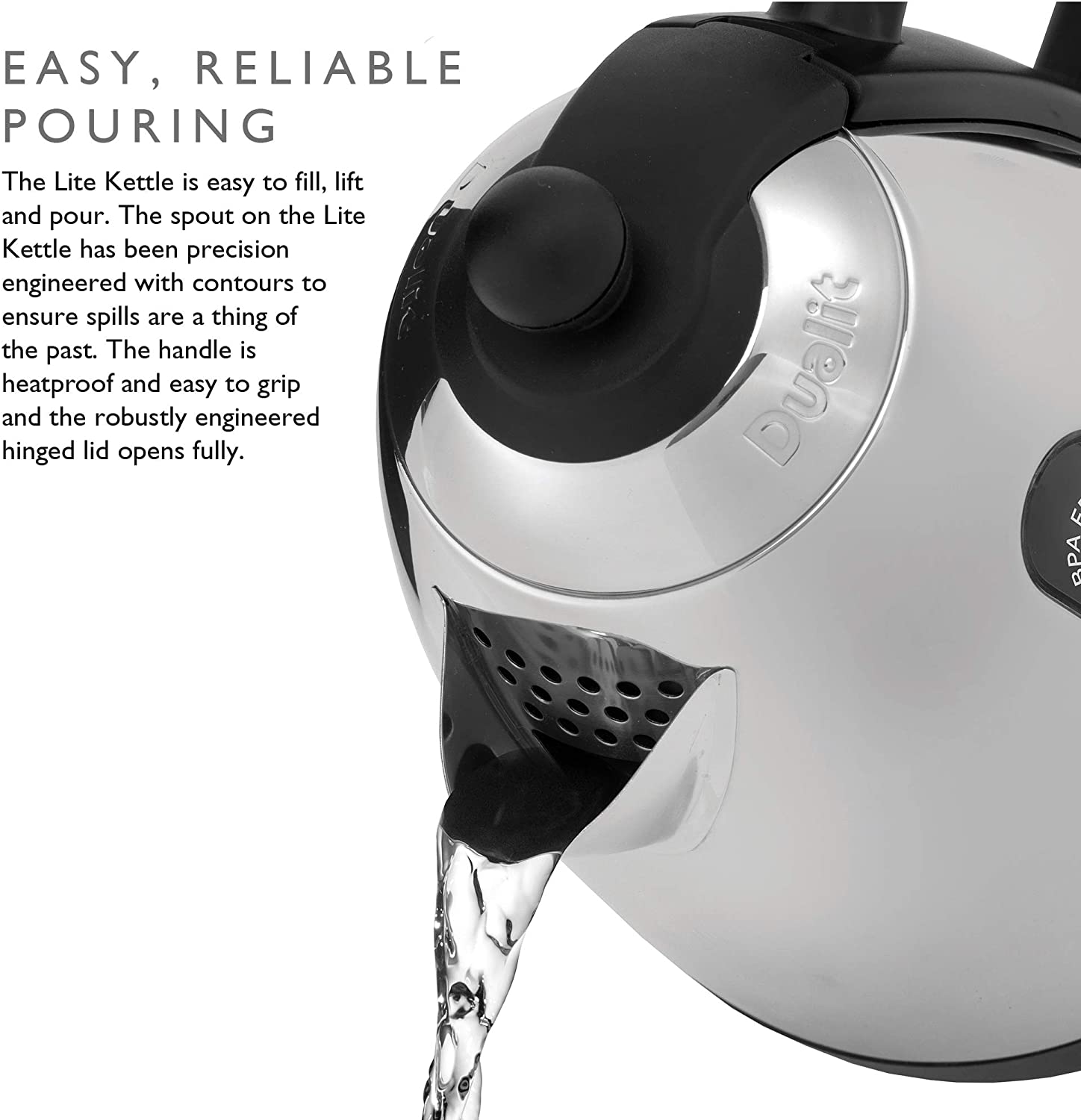 Dualit Lite Kettle - 1.5L Jug Kettle - Polished with Black Trim thumbnail image