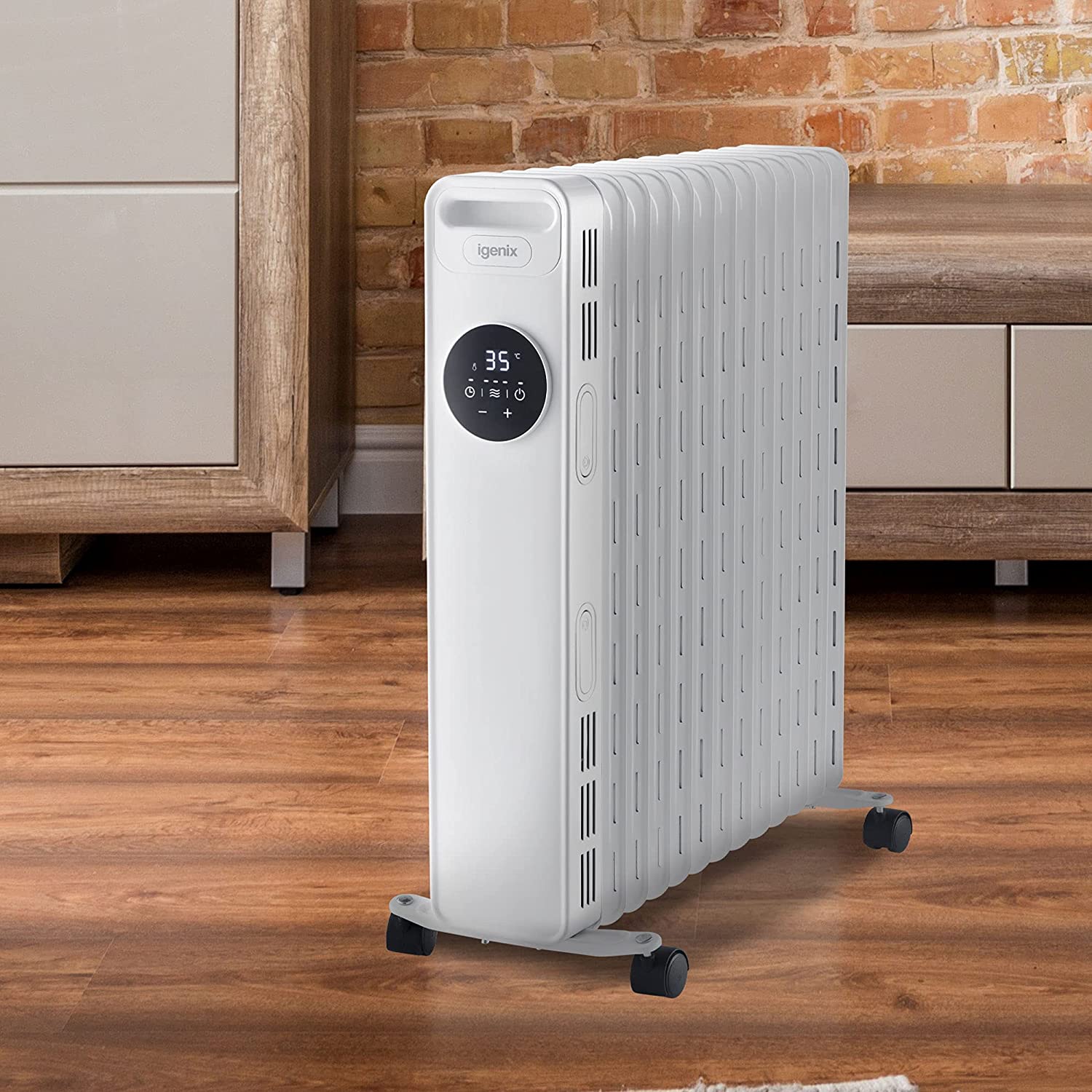Igenix Digital Oil Filled Radiator, 2kW/2000W Overheat Protection, White thumbnail image
