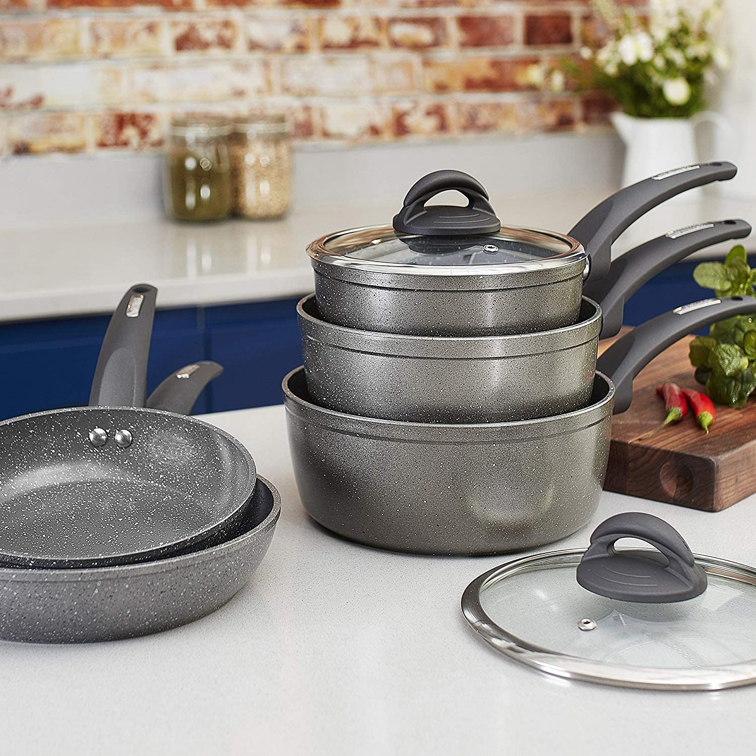 Tower Frying Pan and Saucepan Set, Cerastone, Forged Aluminium with Easy Clean Non-Stick Ceramic Coa thumbnail image