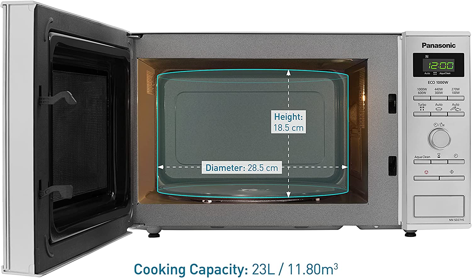 Panasonic NN-SD27HSBPQ Solo Microwave Oven, Stainless Steel thumbnail image