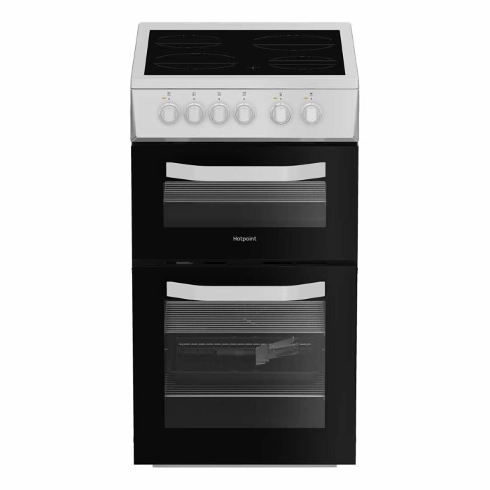 Hotpoint HTE5VCW Ceramic Electric Cooker with Separate Grill in White thumbnail image